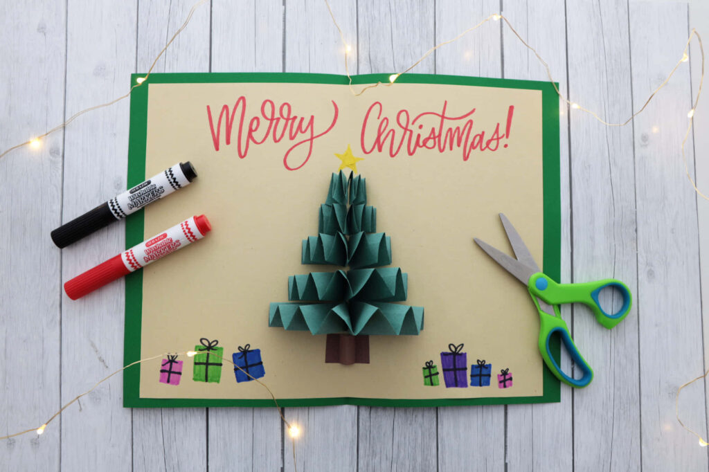 Festive Christmas Wallpaper with Handmade Card & 3D Tree Details