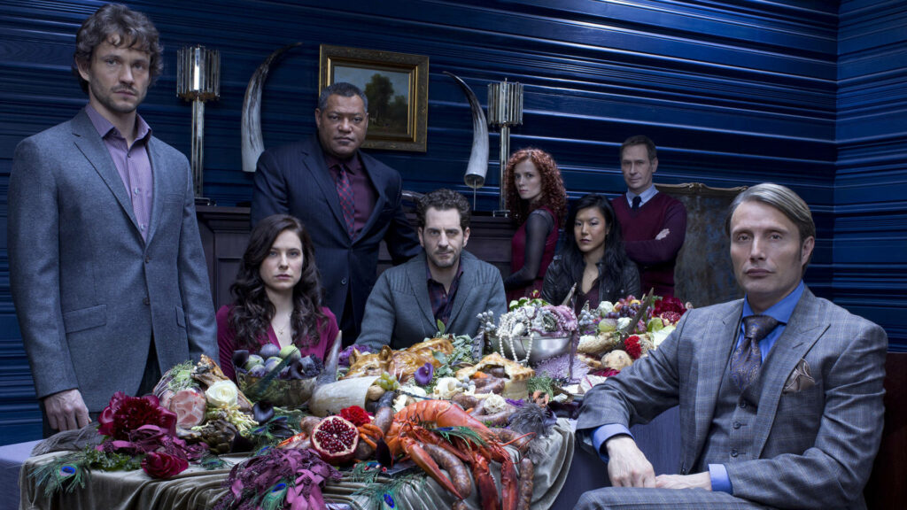 Hannibal TV Series Cast Dining Table Wallpaper Background