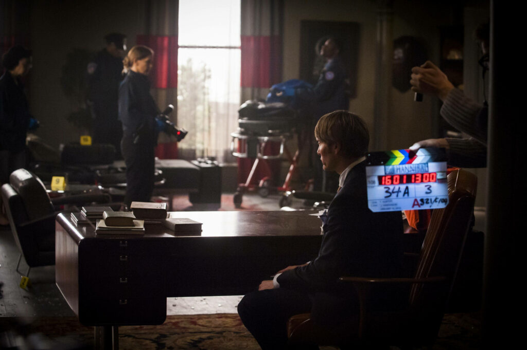 Tense Crime Scene from Hannibal: Dark, Suspenseful Wallpaper Art