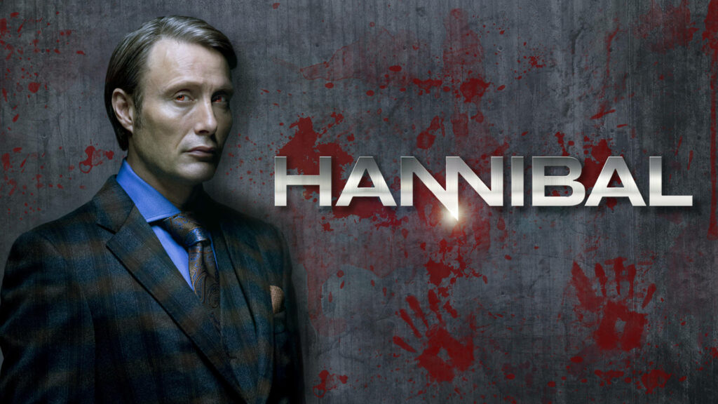 Chilling Hannibal Wallpaper: Dark Background with Bloody Handprints
