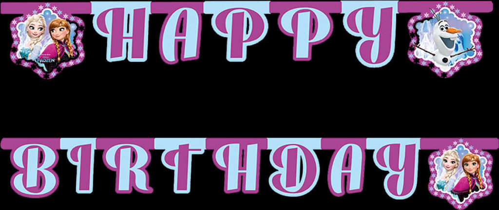Frozen-Inspired Happy Birthday Banner with Anna, Elsa & Olaf Wallpaper