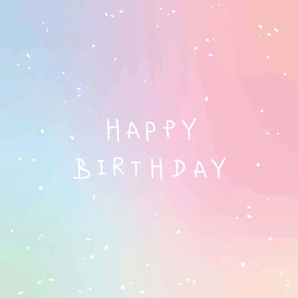 Pastel Gradient Happy Birthday Wallpaper with Confetti Speckles
