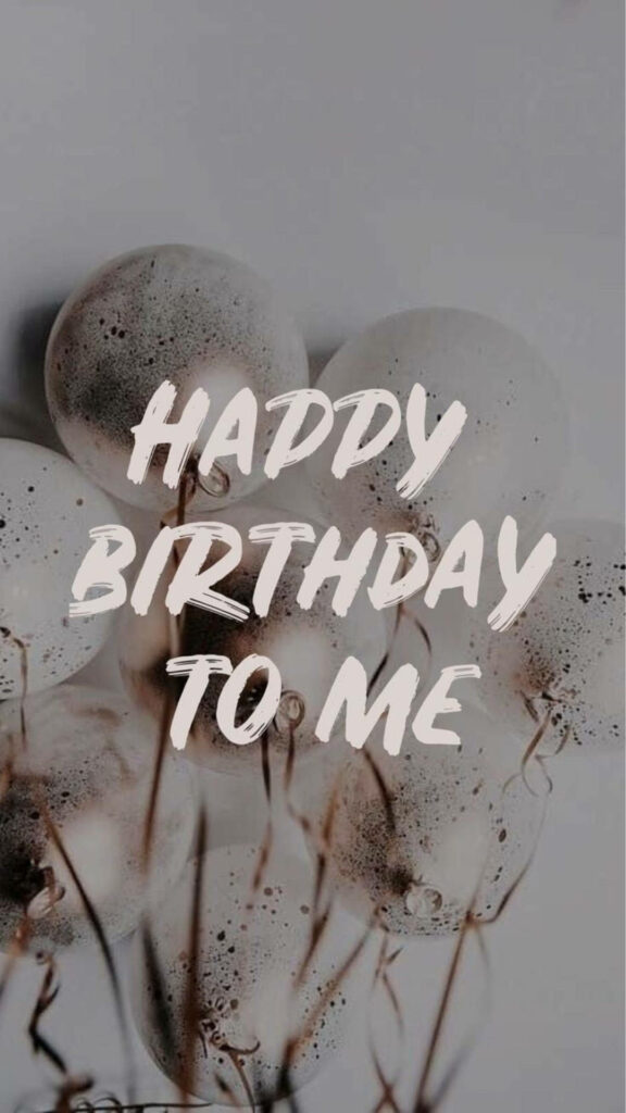 Festive Happy Birthday To Me Wallpaper with White Balloons Background