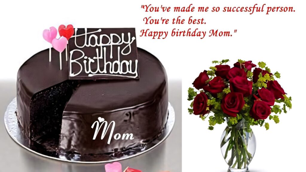 Delicious Chocolate Cake & Roses: Happy Birthday Wallpaper for Mom