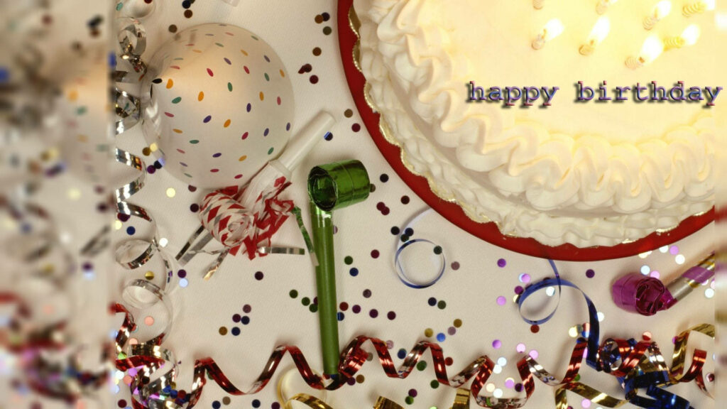 Cheerful Birthday Celebration Wallpaper with Cake & Confetti