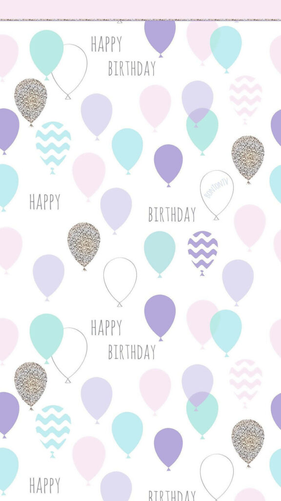 Charming Happy Birthday Wallpaper with Pastel Balloons & Fun Designs