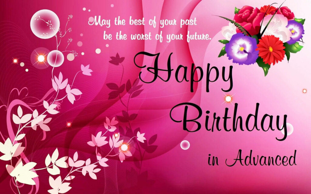 Cheerful Pink Floral Wallpaper for Happy Birthday in Advance Celebration