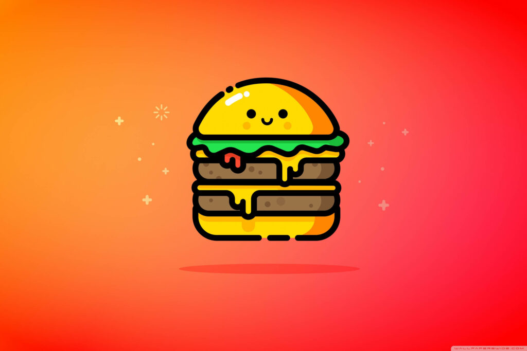 Happy Cartoon Cheeseburger Digital Art - Colorful Wallpaper Background