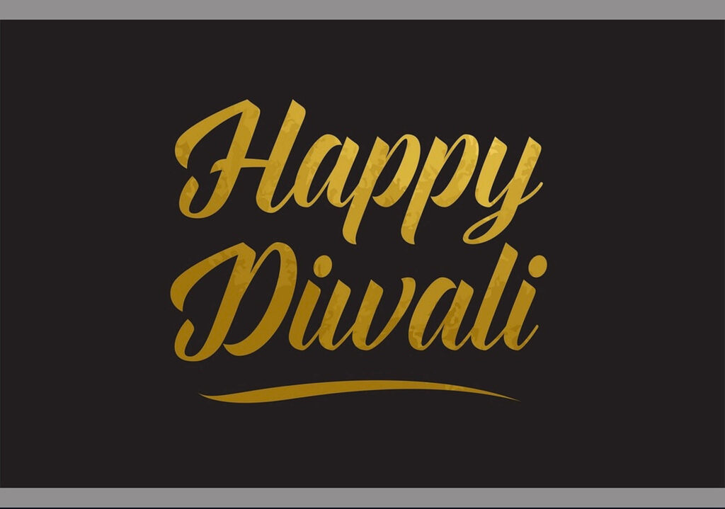 Happy Diwali yellow bold lettering on dark background festive modern minimalistic wallpaper