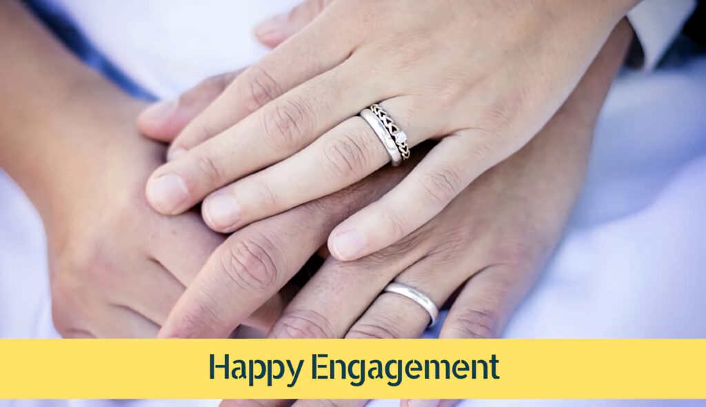 Close-up of happy couple's hands with elegant engagement rings romantic happy engagement wallpaper background