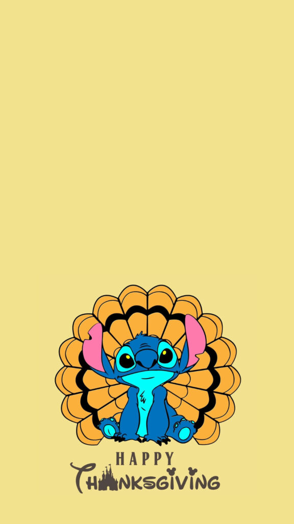 Blue Character Thanksgiving Wallpaper with Turkey Tail Design