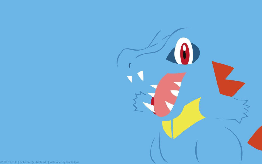 Cheerful Totodile Wallpaper: Minimalist Blue Background Design