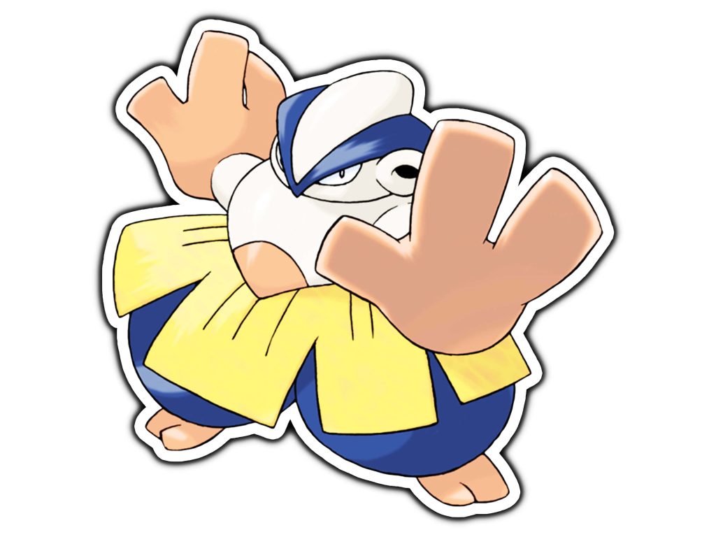 Hariyama Fighting Pokémon digital sticker wallpaper dynamic combat pose white border background