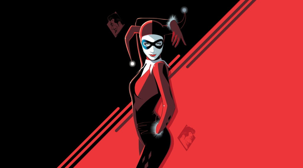 Vibrant Minimalist Artwork of Harley Quinn: HD Wallpaper Perfect for Background Fans