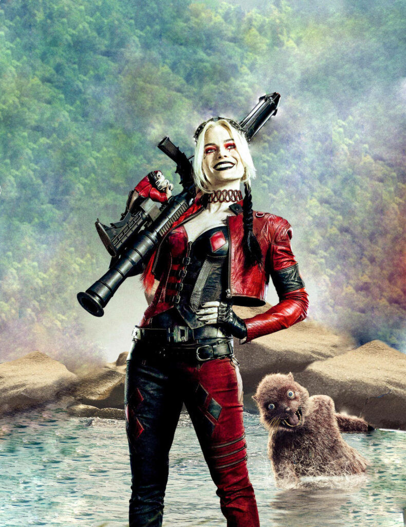 Harley Quinn in Tactical Outfit: Striking Wallpaper Background