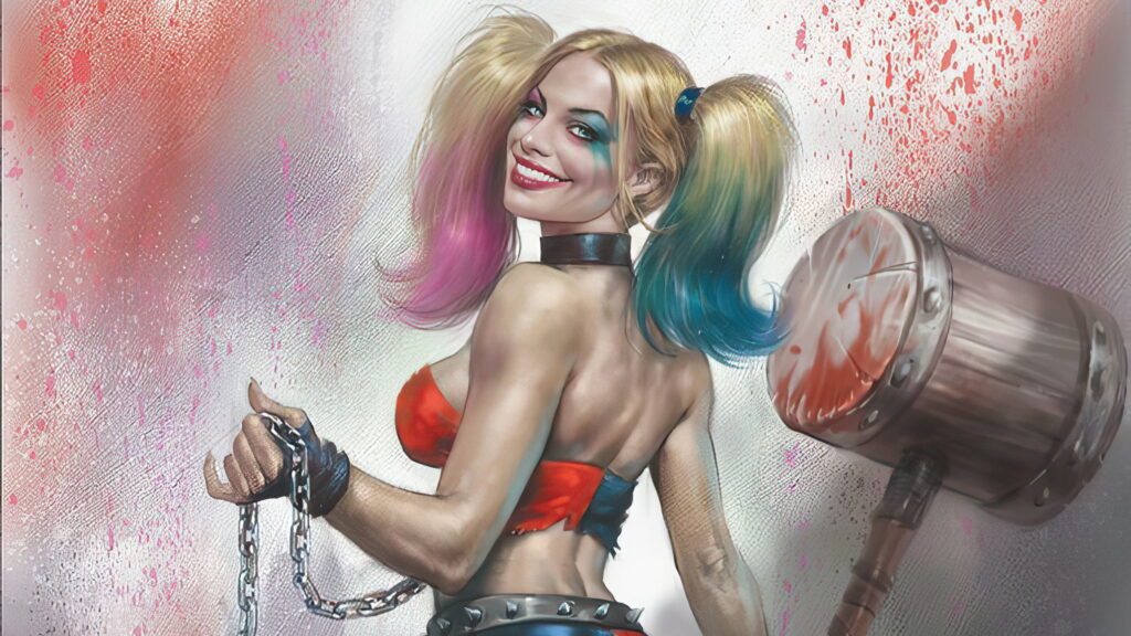 Vibrant HD Artwork of Harley Quinn, the Smiling Superheroine Wallpaper