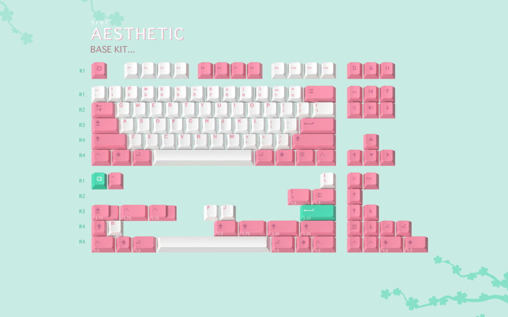 Modern and Elegant Keyboard Composition on Soft Mint Background Wallpaper