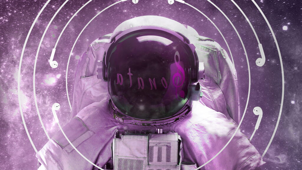 Interstellar Melodies: A Musical Journey through Astronaut's Digital Art Wallpaper