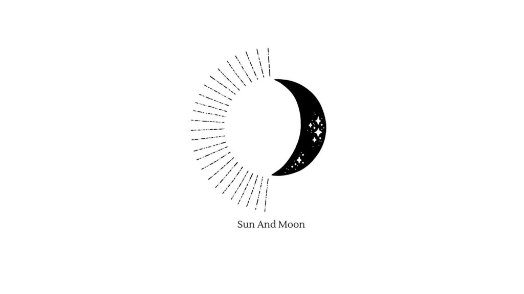 A Cute White Aesthetic Wallpaper Featuring Sun & Moon Drawing