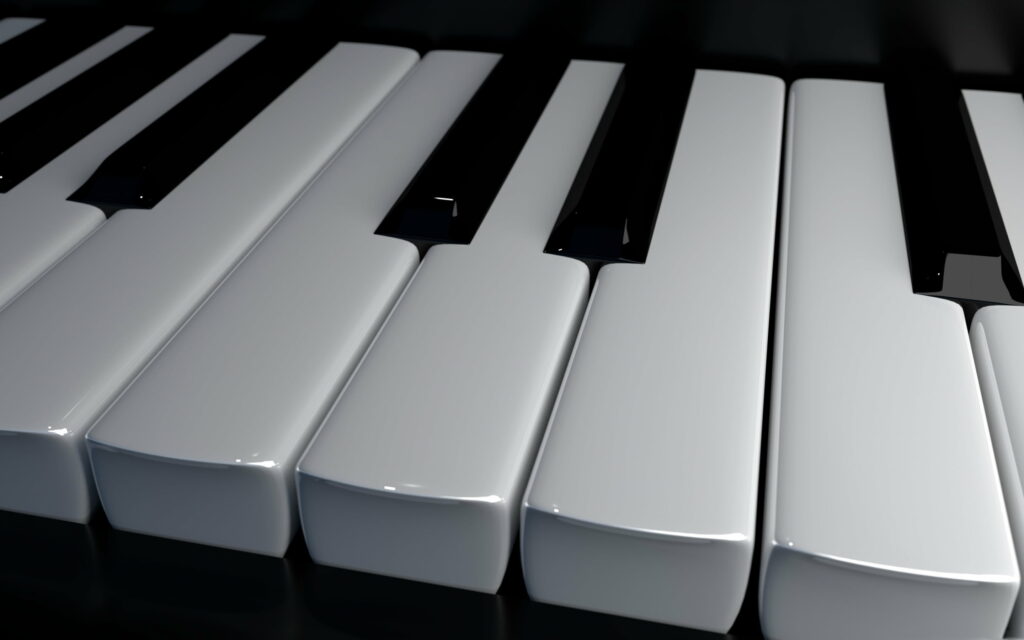 Aesthetic Harmony: Monochrome Piano Keys in 3D - Music Concepts as QHD Wallpaper