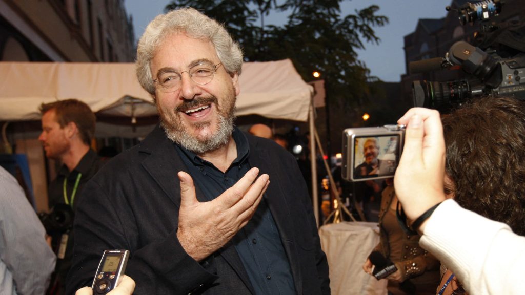 Harold Ramis candid smiling in press interview iconic comedy filmmaker tribute wallpaper background