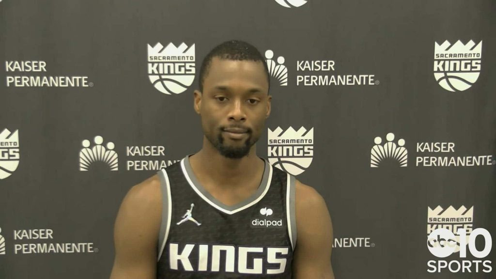 Harrison Barnes Sacramento Kings postgame interview NBA forward branded backdrop HD wallpaper