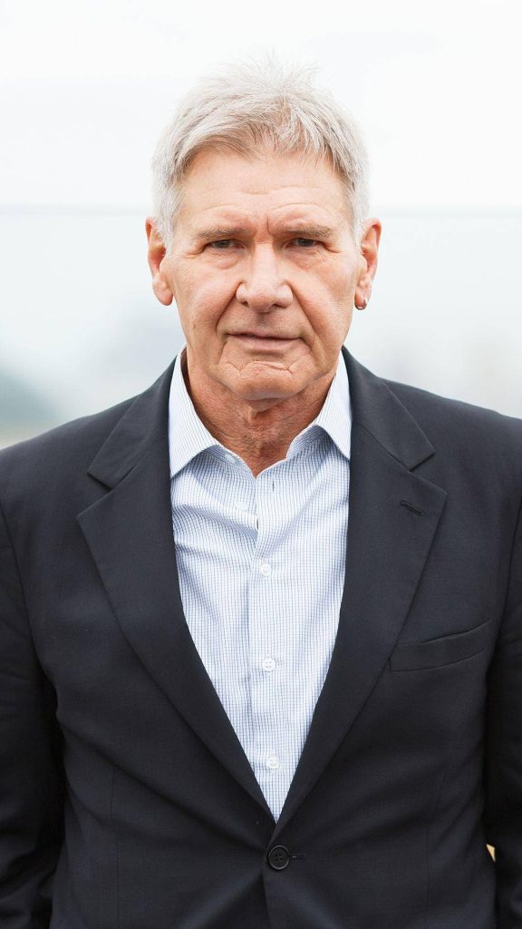 Harrison Ford sharp portrait in black suit classic style high-resolution natural light wallpaper