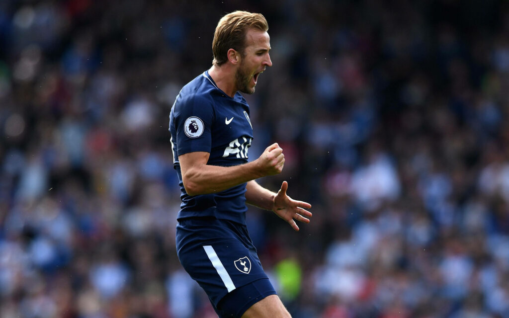 Passionate Harry Kane Action in Blue Jersey - Dynamic Wallpaper Background