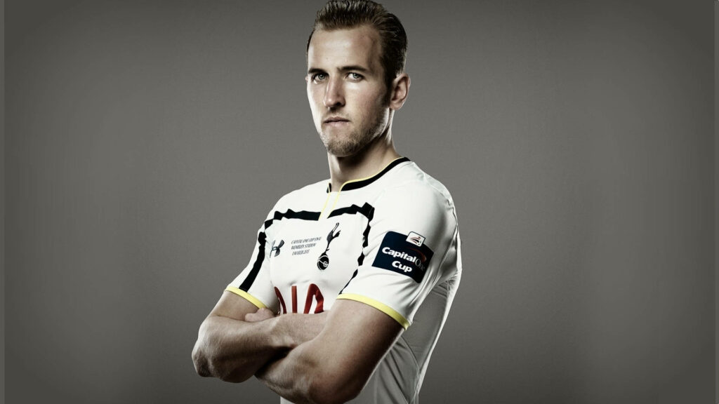 Harry Kane Portrait in Tottenham Jersey | Confident & Determined Wallpaper