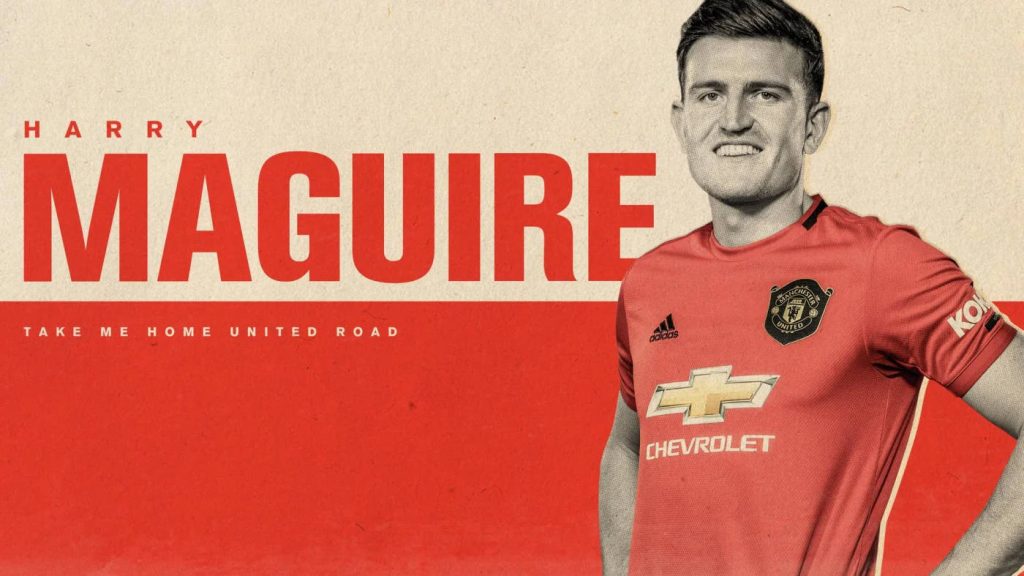 Harry Maguire Manchester United wallpaper vintage cream red kit Red Devils defender poster