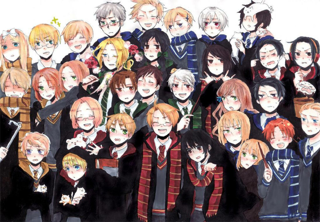 Anime Harry Potter Class Photo - Magical Hogwarts Wallpaper