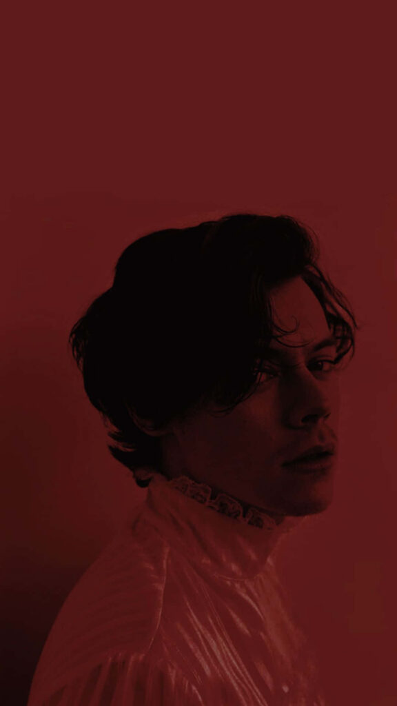 Harry Styles Deep Red Wallpaper: Artistic Persona & Captivating Gaze