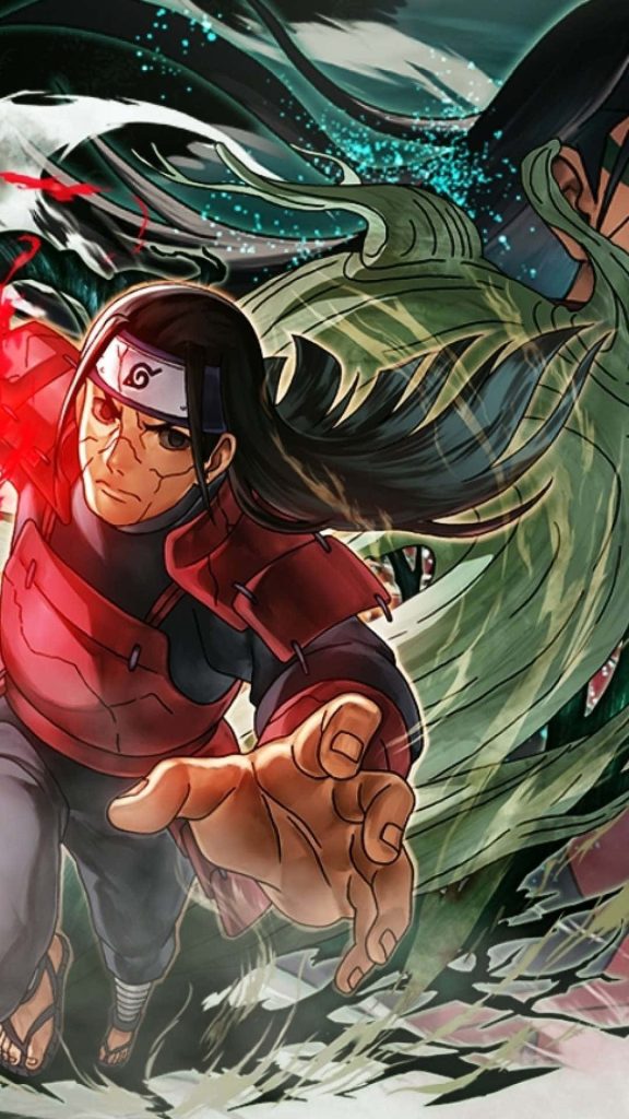Hashirama Senju Naruto wallpaper vibrant anime art fierce pose green wood energy background