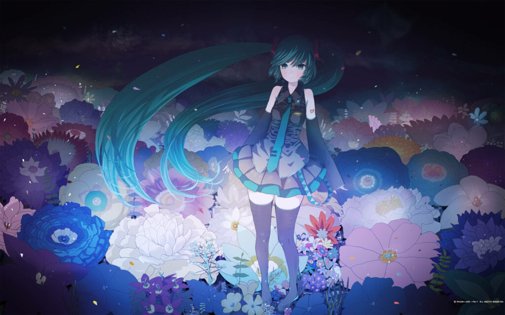 Virtual Songbird: Hatsune Miku, the Superstar Vocaloid, Soars in Mesmerizing Wallpaper Image