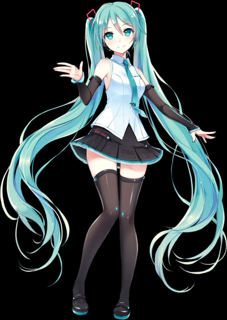 Hatsune Miku Dynamic Pose Wallpaper - Iconic Virtual Diva Art
