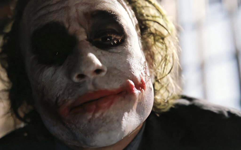 Haunting Heath Ledger Joker Close-Up Wallpaper - Dark Knight Art