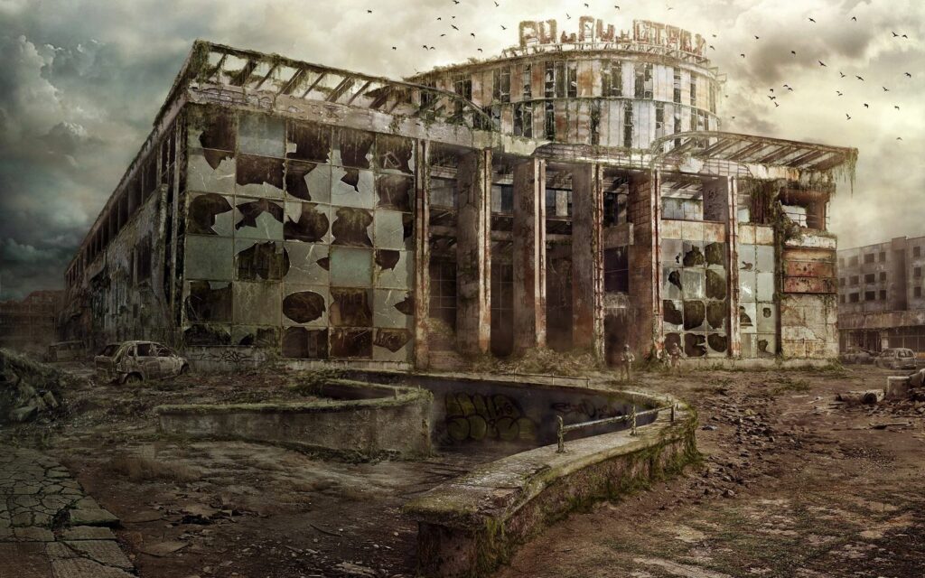 Post-Apocalyptic Wallpaper: Decayed Building in Kaliningrad Scene