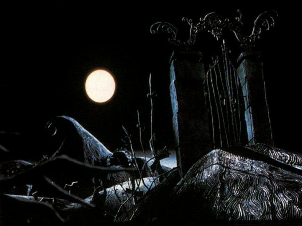 Haunting *Nightmare Before Christmas* Wallpaper: Gothic Moonlit Forest