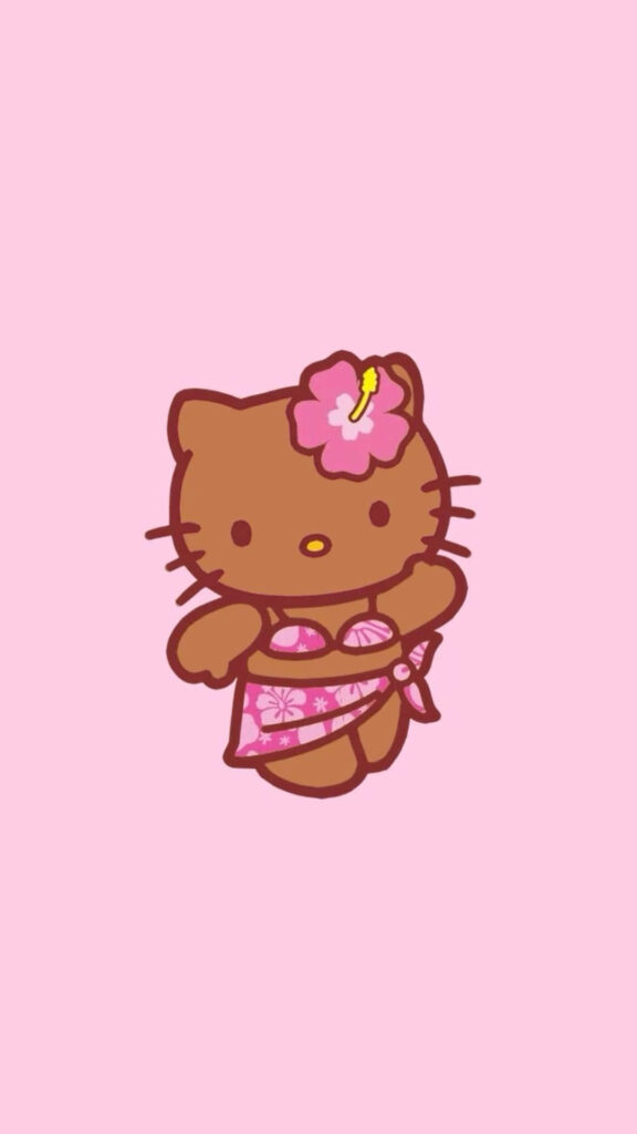 Hawaiian Hello Kitty Wallpaper: Cute Pink Tropical Design