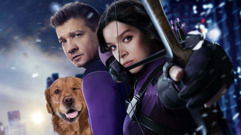 Hawkeye & Companion: Dynamic Cityscape Wallpaper Background