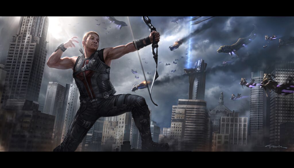 Hawkeye Endgame Fight Wallpaper: Dynamic Urban Action Scene