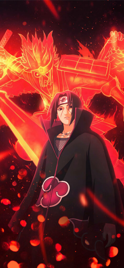 Legendary Uchiha: Itachi in Akatsuki Robe - Immersive Anime Wallpaper