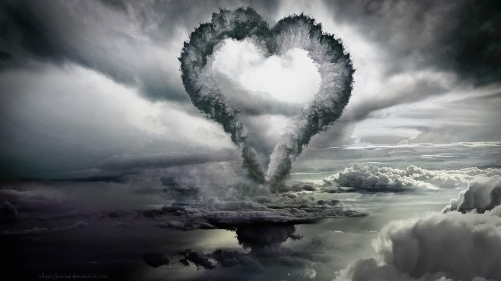 Heart-Shaped Cloud Wallpaper: Romantic Sky Background