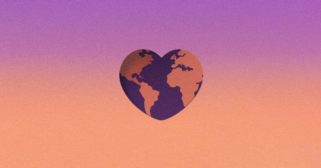 Heart-Shaped Earth Illustration: Love & Unity Wallpaper Background