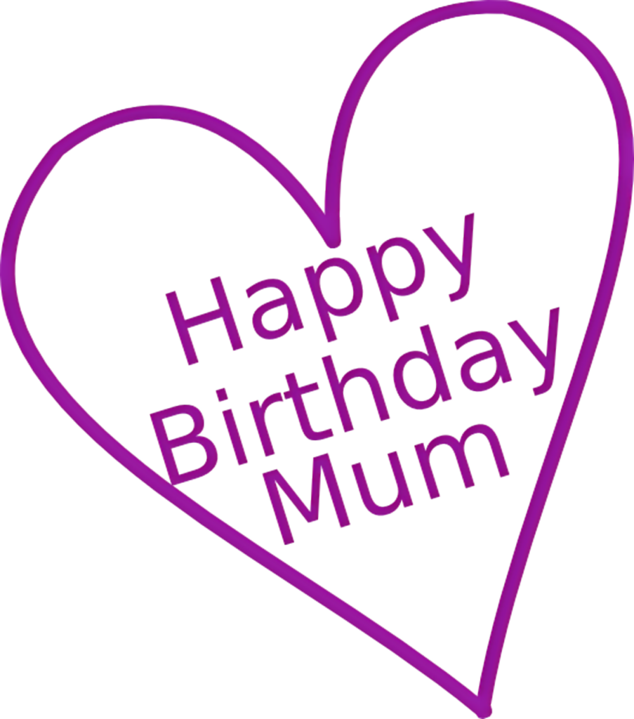 Heart-Shaped Happy Birthday Mum Graphic in Bold Purple Design Wallpaper