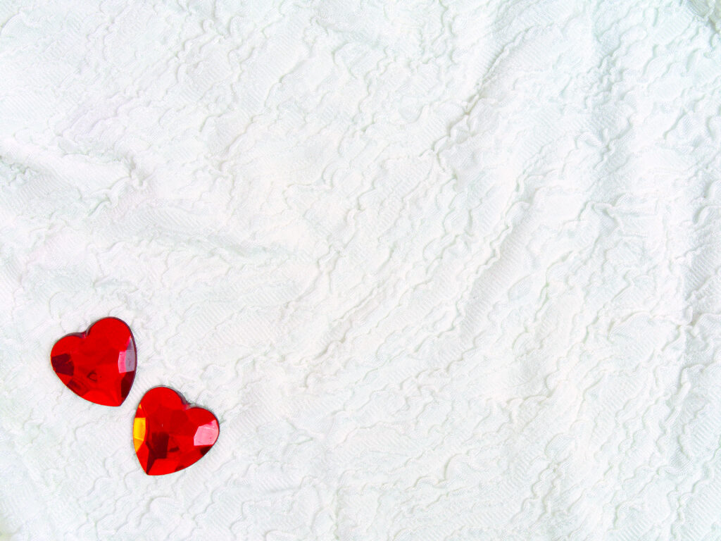 Red Heart Gems on Textured White Background - Love Wallpaper 5184x3888