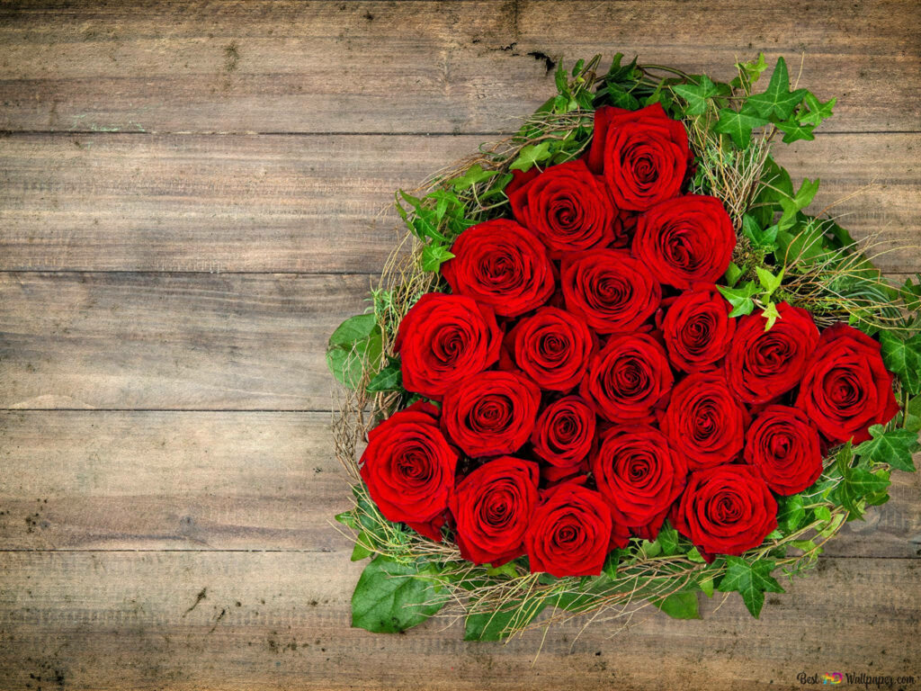 Heart-Shaped Red Roses Wallpaper for Valentine's Day Celebration