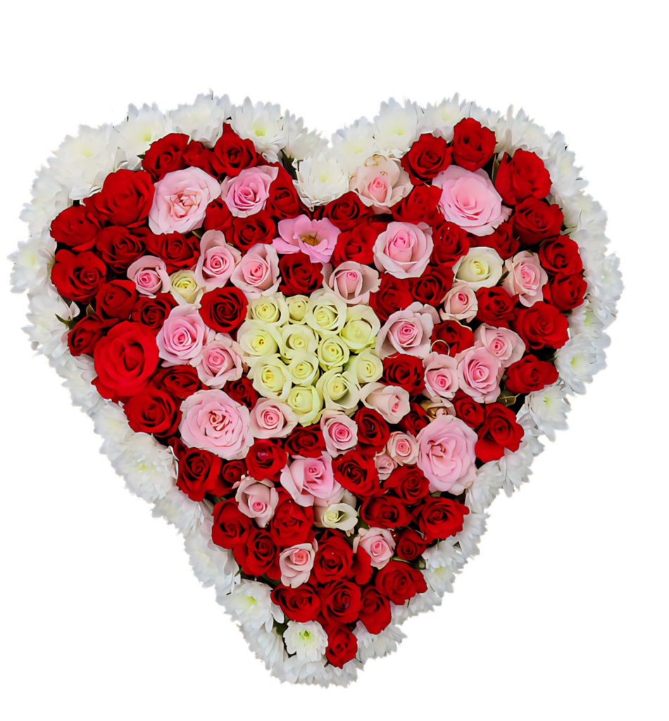Romantic Heart-Shaped Rose Wallpaper: Vibrant Floral Design