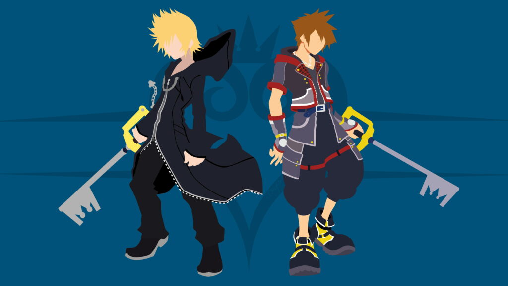 The Legendary Trio: Roxas, Sora, and the Kingdom Hearts Adventure - Majestic 4K Wallpaper
