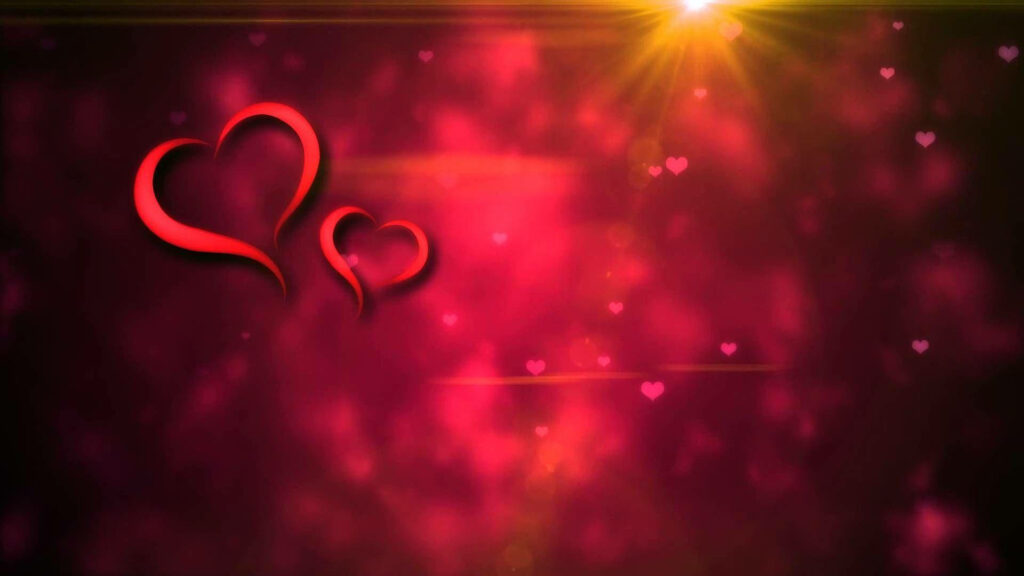 Hearts Embracing Eternal Love: Captivating Wedding Album Layout on a Deep Red Canvas Wallpaper